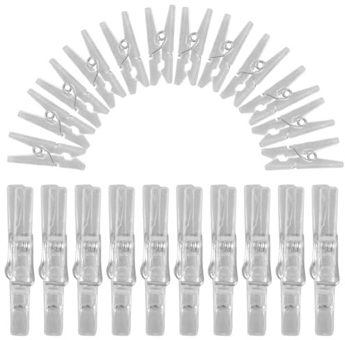 Vorcool 50 Pcs Clear Plastic Mini Clothes Pegs Clips for Photo