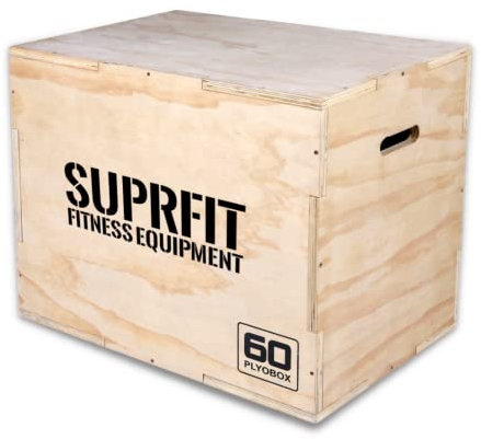 SUPRFIT Baltrun Plyo Box Holz – stabile Sprungbox für plyometrisches Training & Sprungkrafttraining - Jump Box mit 3 Sprunghöhen 50 x 60 x 75cm, vormontiert – (Braun)