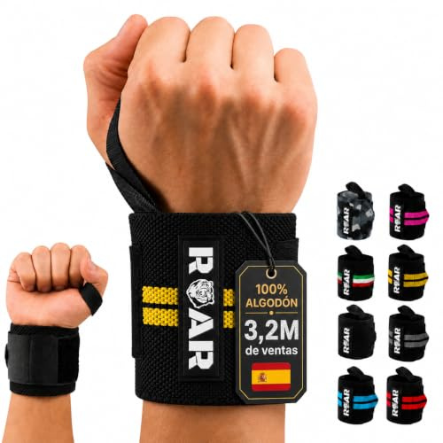 Roar® Muñequeras Deportivas (2 Unidades) – Muñequeras para Gimnasio, Crossfit y Fitness, Wrist Wraps Ajustables para Levantamiento de Pesas, Entrenamiento y Soporte de Muñeca Hombre Mujer