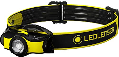 Linterna frontal LED profesional Ledlenser iH5, incluye fijación para el casco, enfocable, 200 lúmenes, clip metálico, incluye batería, trabajo, operario, Headlamp, linterna para la cabeza