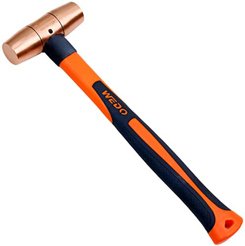 WEDO Rückschlagfreie Hämmer mit Holzgriff Schonhammer Hammerkopf aus Kupfer, 4lb, 400mm Länge