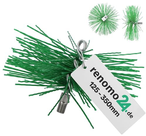 Renomo24 1x Schornsteinbesen aus Kunststoff für Edelstahlkamine, Edelstahlrohre und glasierte Schornsteine, Kaminbesen für Edelstahl mit M12 Gewinde / 180mm