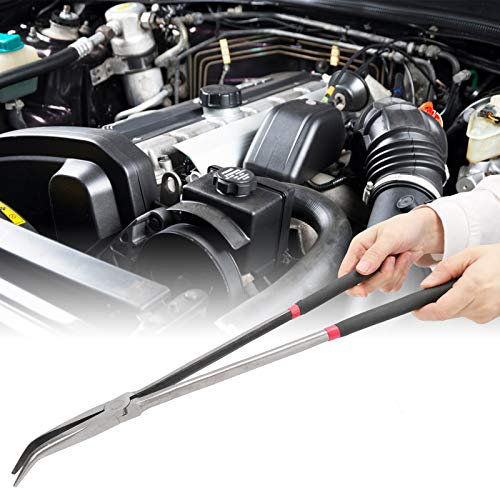 Pinze a becchi lunghi, pinze a becchi mezzotondi, portata lunga, angolo di 45 gradi, pinze curve, 400 mm / 16 pollici