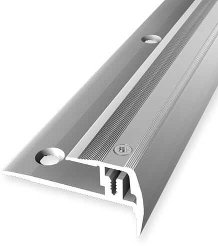 Küberit | Treppenkantenprofil 320 Euro - Step Champion | Breite: 23 mm | Höhenausgleich: 7-16 mm | Länge: 2700 mm | Aluminiumprofil | Silber