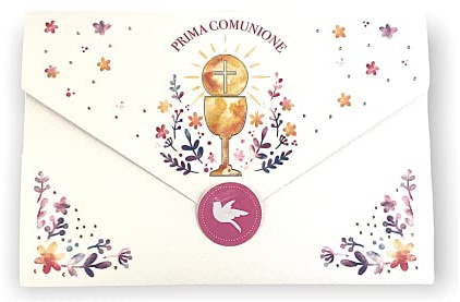 LINA OFFICINE KREATIVA GRAFIKATIONER 96-561 Biljett Grattis Kommunion Babe Pengarhållare - med etikett Stäng kuvert, 11 x 16 cm (Calice Liturgical Baby)
