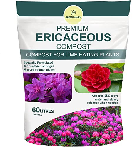 Green Haven Growmoor Premium Ericaceous Compost 60L for Acid Loving Plants - Acidic Plant Compost, Ericaceous Soil for Plants Rhododendrons, Azaleas, Camellias