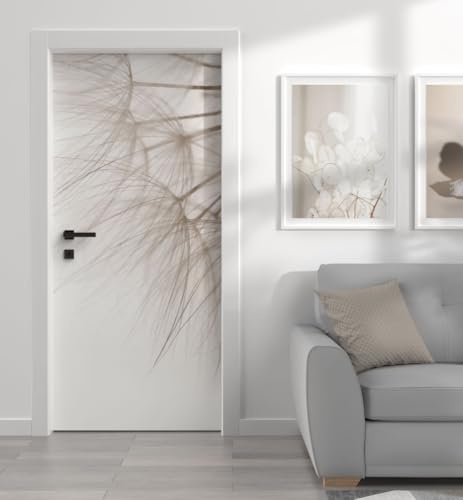 MyMaxxi - Tür bekleben mit Türtapete Türposter Türfolie Selbstklebend 90x200 Nahaufnahme Pusteblume - Tür verschönern Türaufkleber Türklebefolie Blüte Pflanze schwarz weiß