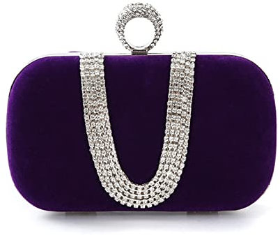 Lifup Damen Clutch Elegant Strassstein Kettentasche Abendtasche Umhängetasche Schultertaschen für Abschlussball, Hochzeit, Party Lila