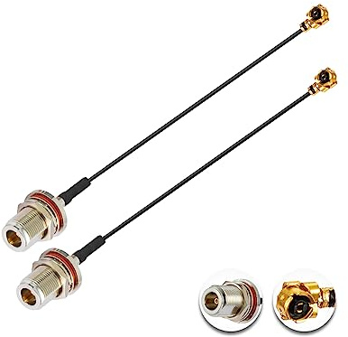 Vecys 2PCS U.F.L1 a N Tipo Hembra Baja Pérdida Cable Coaxial 6 /15CM U.F.L1 1.13mm Mini-Coaxial Cable Pigtail para Routers Inalámbricos Mini PCIE Tarjetas de Red PCI Wi-Fi WAN Repetidor