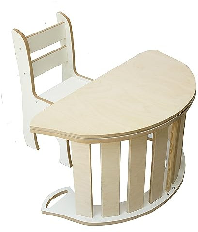 Holzwippe | Montessori Kletterbogen | Bogenwippe Kinder | Kleinkind Kletter Bogen | Skyline Klettergerüst Indoor Kinder | Kletterbogen | Wippe Holz |Schreibtisch mit Stuhl | Spieltisch | CE | Groß L