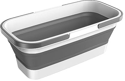 Optimal Products - Cesta rectangular para lavandería, organizador de almacenamiento de ropa, contenedor plegable para caravana, trapeador de limpieza de camping, organizador de fregona de limpieza,