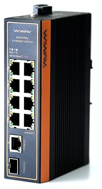 WIWAV WP1010-8FE1GE1GF-I Commutateurs Ethernet industriels non gérés Poe à 10/100Mbps avec rail DIN/Montage mural (homologation UL, IP40, -40 à 85°C)