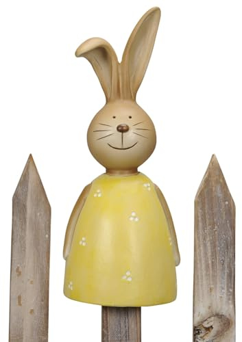 ETC fröhlich bunter Zaunhocker Hase als Hasenjunge oder Hasenmädchen mit lustigem Knickohr grün gelb pink oder rosa (gelb)