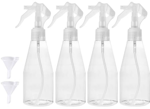 4 Stück 200 ml Sprühflasche pflanzen, zerstäubere, Kunststoff, transparent, leer, für Reisen, Reinigung, Gartenarbeit, Kosmetik, nachfüllbar