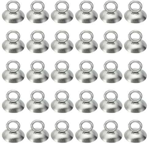 PATIKIL 50 Pz Cappucci Perline da 8mm Cappucci Perline Gancio Argento | in Acciaio Inossidabile, Creazione Gioielli Fai da Te, Collane Orecchini Braccialetti Perle