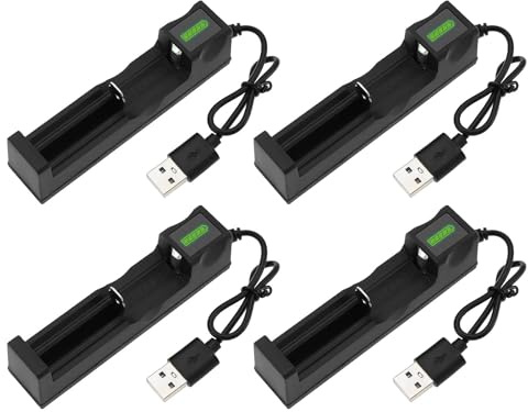 OTOTEC 4 STK. 4,2 V EIN-Schlitz-Akku USB-Ladegerät Akku-Ladeadapter für 3,7 V 18650 14500 16340 14650 Wiederaufladbare Lithium-Ionen-Akkus