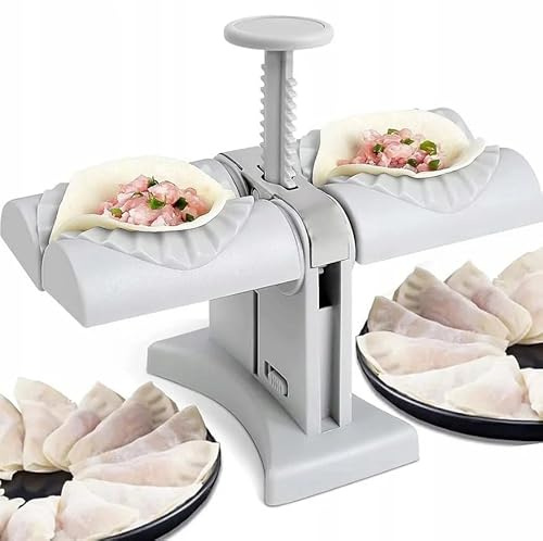 Przydasie Knödelmacher Automatisch, Doppelkopf-Automatischer Knödelmacher Teigtaschenformer Ravioli Maker Edelstahl Küchenutensilien Küchenzubehör Ravioli Dumpling Former