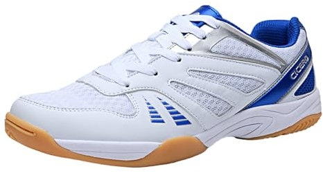 Volleyballschuhe,Badminton Schuhe Herren,Squashschuhe rutschfest Tennisschuhe Herren Damen Atmungsaktiv Hallenschuhe Tischtennis Schuhe Sportschuhe Leichtes FüR Badminton Squash,Weiß