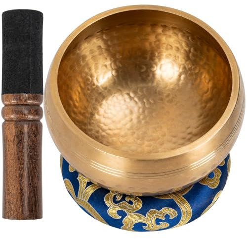 IBVIVIC Tibetische Klangschale 13 cm, Groß Original Handgefertigt Klangschalen Set mit Klöppel und Kissen für Einsteiger & Profis