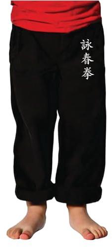 TAO MARTIAL Kung Fu byxor för barn Tai Chi och Wing Chun stil lättviktig och lös kimono, Wing Chun Black, 12 ans