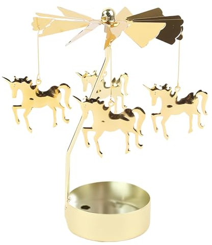 JAONLD Rotierender Kerzenhalter,Teelichthalter Weihnachten Windlicht Kerzenhalter mit Metallaroma,Teelichter Halter für Weihnachten,Valentinstag,Hochzeit,Partydeko Weihnachtstisch Deko (Einhorn)
