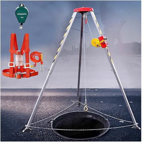 Trépied télescopique pour espace confiné avec dispositif anti-chute et ceinture de sécurité, kit de réparation d'urgence pour égouts/tunneling/conduit de fumée, commercial, aluminium robuste
