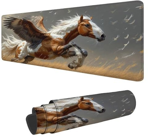 Alfombrilla Raton Animal Alfombrilla Ratón XXL 1600x800x3mm Mouse Pad Caballo, con Bordes Cosidos Impermeable Desk Mat Mousepad Gaming, Mejora la precisión y la Velocidad for Ratón y Teclado N-392