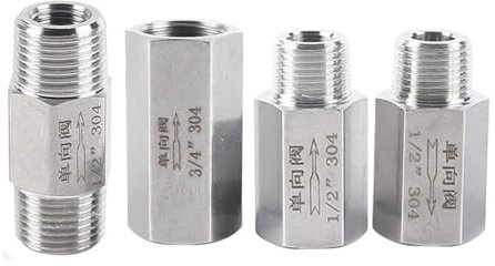 1 PCS 304 Edelstahl Außen-/Innengewinde PT Gewinde 1/8 1/4 3/8 1/2 3/4 Sechseckiges Direkt-Rückschlag-Inline-Einweg-Rückschlagventil(1/4,Female to female)