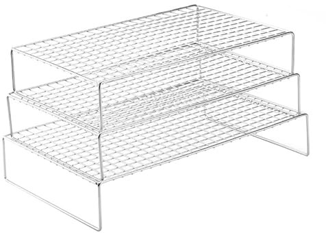 Griglia di raffreddamento per torte, in acciaio inox, resistente, per biscotti, pizza, torte, griglia di raffreddamento a 3 strati, facile da pulire, adatta a forno e lavastoviglie