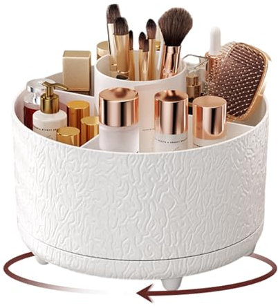 ZDNT 360° Rotating Makeup Organiser,Makeup Brush Holder,Desk Organisers with 5 Compartments,makeup brush organiser,Rotating Pen Holder,Makeup Brushes Cup,for Vanity Desk,Table,Bathroom,Office,School