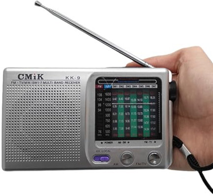 Raypow Radio de Portátil, 9 Bandas Radios de Transistor FM/Am/SW1~SW7 Bolsillo Portátil Funciona con 2 Pilas AA, Radio de Pequeña de Bolsillo Viaje FM,Altavoz Fuerte,Interiores y Exteriores. (Plata)