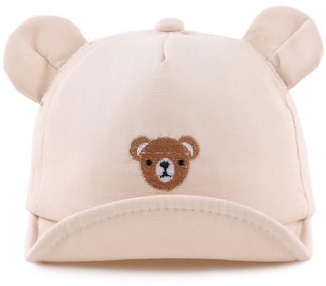 MniJiza Baby björn mössa barn flickor pojkar solhatt vår sommar solhatt, Beige, 3-18 månader