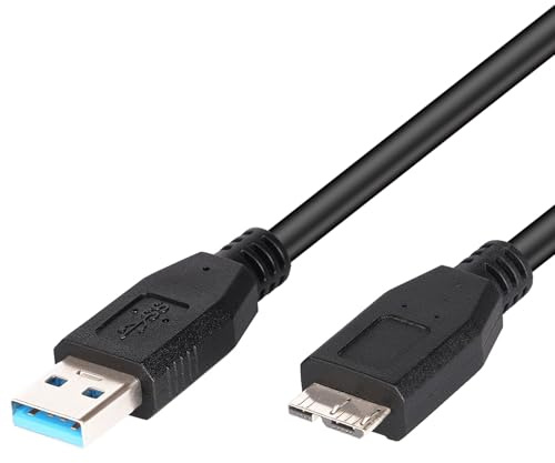 1 câble de données USB 3.0 A vers micro B pour disque dur externe, câble USB vers micro USB, câble micro USB 3/câble USB pour disques durs externes, Seagate Expansion, Toshiba Canvio (noir)