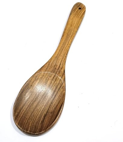 Cuchara de servir de madera hecha a mano, grano de madera natural, cuenco grande en forma de lágrima