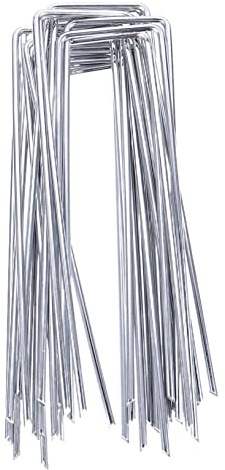 HANABASS 50pièces Piquets De Sol Forme De u Clous De Tente pour Toile De Gazon Jardin Camping avec Extrémité Biseautée Et Tête Plate