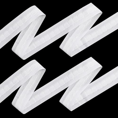 DOPENSPI Ruban fronceur pour rideau - 28 m x 2,4 cm - Blanc - En polyester - Universel - Ruban plissé - Pour couture - Pour rideau - Crochet - Blanc