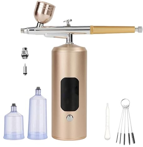 Pulvérisateur pneumatique professionnel multifonction 7,4 V en alliage de cuivre - Convient pour les soins de la peau - Aérographe créatif à haute pression pour pulvérisateur artistique
