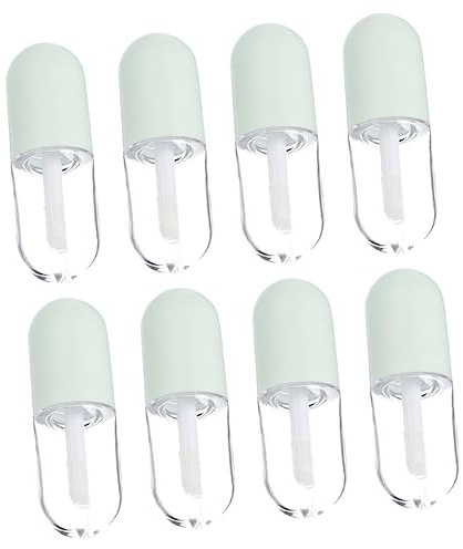 Luxshiny Lot de 8 Flacons de Gloss à Lèvres Vides 5Ml Verts, Légers en Plastique et Polypropylène, pour Voyage et Rangement Cosmétique