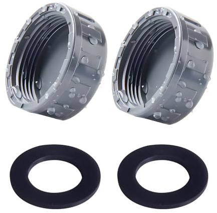 2 Tapones para Tubería de 32 mm con Juntas de Goma. Tapones de Desagüe Duraderos y a Prueba de Fugas para Lavadora y Fregadero. Uso Interior/Exterior (Gris).