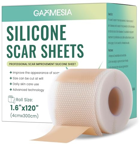 Silikon Narbenpflaster Rolle 4 × 300 cm, Selbsthaftendes Scar Tape zur optischen Verbesserung des Hautbildes, Hautfreundlich, Atmungsaktiv & Wasserdicht, Wiederverwendbar Narbenband