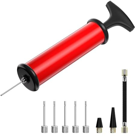 Bosiyrggrl Pompa per Pallone da Calcio Compatta – Set Pompa per Palloni Sportivi con 5, Beccuccio e Tubo – Spinta Portatile