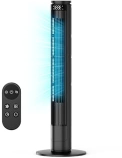 Turmventilator Sehr Leise mit Fernbedienung, Ventilator Standventilator mit 5 Modi, 6 Geschwindigkeiten,12H Timer, ECO-Modus, Display Abschaltbar, 70° Oszillation – Ideal für Wohnzimmer & Schlafzimmer