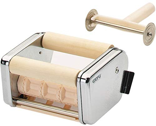 GEFU Ravioli-Aufsatz - Edelstahl Pastamaschinen-Vorsatz mit Teigschneider | Passgenau für GEFU Nudelmaschinen, 11 cm Arbeitsbreite, inklusive Teigrandschneider für gleichmäßige Teigtaschen