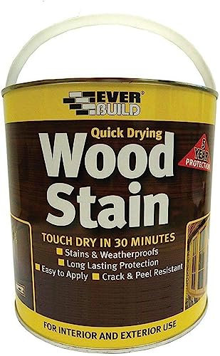 Everbuild Satin Wood Stain – Indoor And Outdoor Use – Weatherproof – UV-Resistant – Quick Drying – Solvent Free – Dark Oak – 2.5L