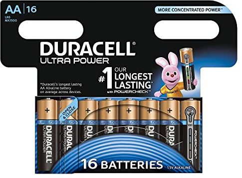 Duracell Ultra AA Alkaline Batteries, Pack of 16