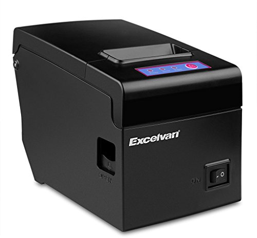 Excelvan E58 Imprimante de tickets thermique Bluetooth, 58 mm, Android, iOS, Windows, Linux, 130 mm/s, eSC/pOS, USB Noir