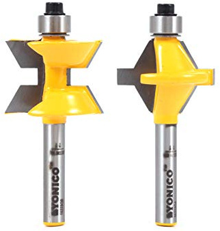 Yonico Edge Banding Tongue and Groove Router Bits Set 2 Bit Tongue & Groove 1/4-Inch Shank 15223q