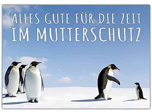 A4 XXL Abschiedskarte PINGUIN IM MUTTERSCHUTZ mit Umschlag - Klappkarte für Kollegin Mitarbeiterin Chefin zur Babypause Elternzeit von BREITENWERK