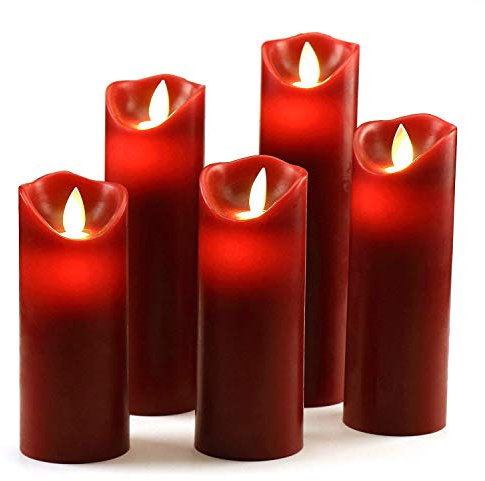 OSHINE LED Candles Flameless Candles red H(5.5 6 6.5 7 8) D:2.2 Remote Control with 24 Hour Timer Function Flickering Gift Decoration Party red