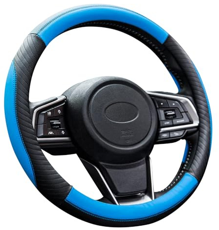 ZATOOTO Lenkradbezug Auto, Lenkradbezug Leder, 37-38cm, Anti Rutsch, Universal, Blau | Lenkradhülle, Universelle, Einfache Montage, Angenehme Haptik, Schlichtes Design, GroßE Auswahl, Langlebig